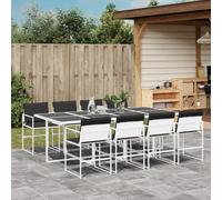 vidaXL Juego de comedor de jardín 9 pzas con cojines textilene blanco