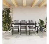 vidaXL Juego de comedor de jardín 9 pzas malla metálica gris antracita