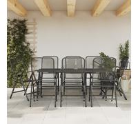 vidaXL Juego de comedor de jardín 9 pzas malla metálica gris antracita