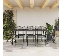 vidaXL Juego de comedor de jardín 9 pzas malla metálica gris antracita