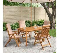 vidaXL Juego de Comedor de jardín de 5 Piezas Natural