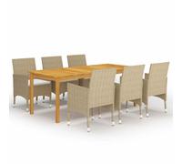 vidaXL Juego de comedor de jardín de 7 piezas beige