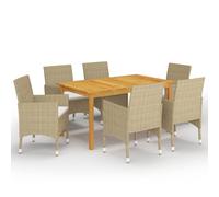 vidaXL Juego de comedor de jardín de 7 piezas beige