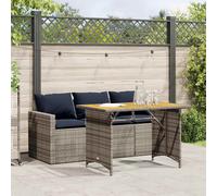 vidaXL Juego de comedor jardín 2 piezas con cojines ratán sintético gris