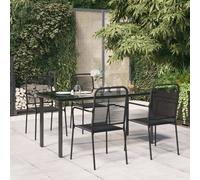 vidaXL Juego de comedor jardín 5 pzas acero y cuerda de algodón negro