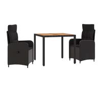 vidaXL Juego de Comedor para Exteriores 3 uds. Negro
