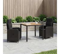 vidaXL Juego de Comedor para Exteriores 3 uds. Negro