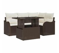 vidaXL Juego de comedor exterior 5 pcs Marrón poliratán - Rectangular, moderno, pies ajustables