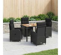 vidaXL Juego de Comedor para Exteriores 5 uds. Negro