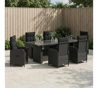 vidaXL Juego de comedor para exteriores 7 uds. Negro ratán sintético