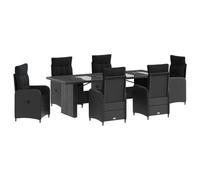 vidaXL Juego de Comedor para Exteriores 7 uds. Negro ratán sintético