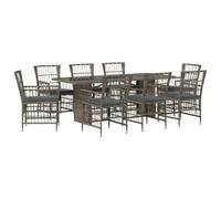 vidaXL Juego de Comedor para Exteriores 9 uds. Gris ratán sintético