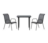 vidaXL Juego de comedor para jardín 3 piezas acero y textilene negro