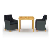 vidaXL Juego de mesa y sillas de jardín, 3 piezas, color gris oscuro