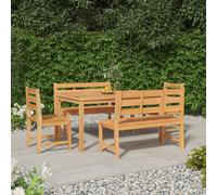 vidaXL Juego de comedor para jardín 5 piezas madera maciza de teca