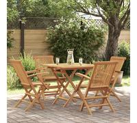vidaXL Juego de comedor para jardín 5 piezas madera maciza teca