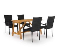 vidaXL Juego de comedor para jardín 5 piezas negro