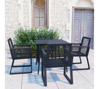 vidaXL Juego de comedor para jardín 5 piezas ratán PVC negro