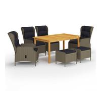 vidaXL Juego de comedor para jardín 7 piezas marrón