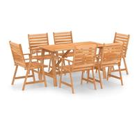 vidaXL Juego de Comedor para Jardín 7 Piezas Muebles Exterior Terraza Hogar Cocina Silla Mesa Asiento Suave con Respaldo Madera Maciza de Acacia