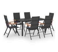Juego de comedor para jardín 7 piezas negro y marrón vidaxl