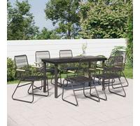 vidaXL Juego de comedor para jardín 7 piezas ratán PVC negro