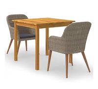 vidaXL Juego de Comedor para Jardín de 3 Piezas Mobiliario Muebles Exterior Terraza Balcón Hogar Cocina Mesa Silla Asiento Suave Estable Marrón