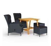 vidaXL Juego de comedor para jardín 5 piezas, mesa y sillas, asiento suave y estable, gris oscuro