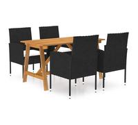 vidaXL Juego de comedor para jardín de 5 piezas negro