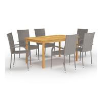 vidaXL Juego de comedor para jardín de 7 piezas gris