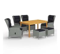 vidaXL Juego de comedor para jardín de 7 piezas gris claro