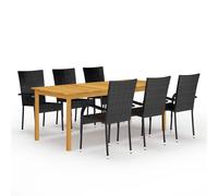 vidaXL Juego de comedor para jardín de 7 piezas negro