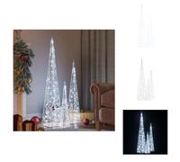 vidaXL Juego de conos de luz LED de acrílico, luz blanca fría, 60/90/120 cm - Iluminación navideña