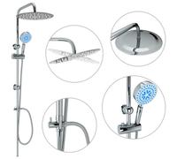vidaXL Juego de ducha de dos cabezales con ducha de mano, acero inoxidable