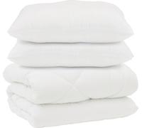 vidaXL: Juego de edredón y fundas de almohada (3 piezas). Blanco. Microfibra y plumón