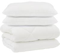 vidaXL: Juego de edredón y fundas de almohada (3 piezas). Blanco. Microfibra y plumón
