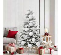 vidaXL Juego de bolas para árbol de Navidad, tamaño XL, 9 unidades, color blanco, diámetro 15 cm, plástico