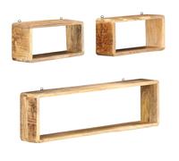 vidaXL Juego de estantes cubo de pared 3 piezas madera maciza de mango