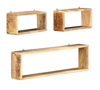 vidaXL Juego de estantes de pared 3 piezas – cubos flotantes decorativos de madera maciza de mango