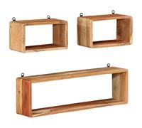 vidaXL Juego de estantes cubo de pared 3 pzas madera maciza de acacia