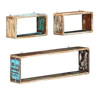 vidaXL Juego de estantes cubo de pared 3 piezas – Flotantes, madera maciza reciclada