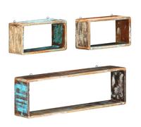 vidaXL Juego de estantes cubo de pared 3 pzas madera maciza reciclada