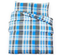 vidaXL Juego de funda nórdica algodón azul y gris 200x200 cm