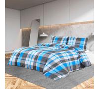 vidaXL Juego de funda nórdica algodón azul y gris 200x220 cm