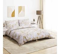 vidaXL Juego de funda nórdica algodón blanco y marrón 260x240 cm