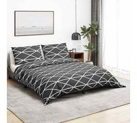 vidaXL Juego de funda nórdica gris oscuro y blanco 140x200 cm algodón