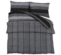 vidaXL Juego de Funda Nórdica, Ropa de Cama de Edredón, Sábana y Funda de Almohada, Decoración para Dormitorio, Algodón Gris Oscuro 240x220 cm