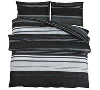 vidaXL Juego de funda nórdica algodón – Edredón, sábana y funda de almohada – Negro/Blanco 225x220cm