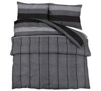vidaXL Juego de Funda Nórdica, Ropa de Cama de Edredón, Sábana y Funda de Almohada, Decoración para Dormitorio, Algodón Gris Oscuro 260x220 cm
