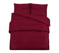 vidaXL Juego de Funda Nórdica Sábana Cama Dormitorio Adorno Dormir Decoración Edredón Habitación Casa Hogar Algodón Color Burdeos 155x220 cm